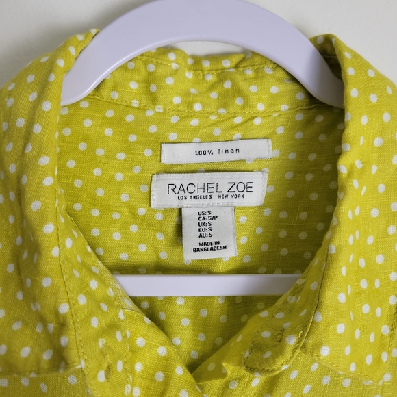 RACHEL ZOE Linen Micro Polka-dot Dolman Sleeve Slouchy Blouse S - Picture 8 of 8